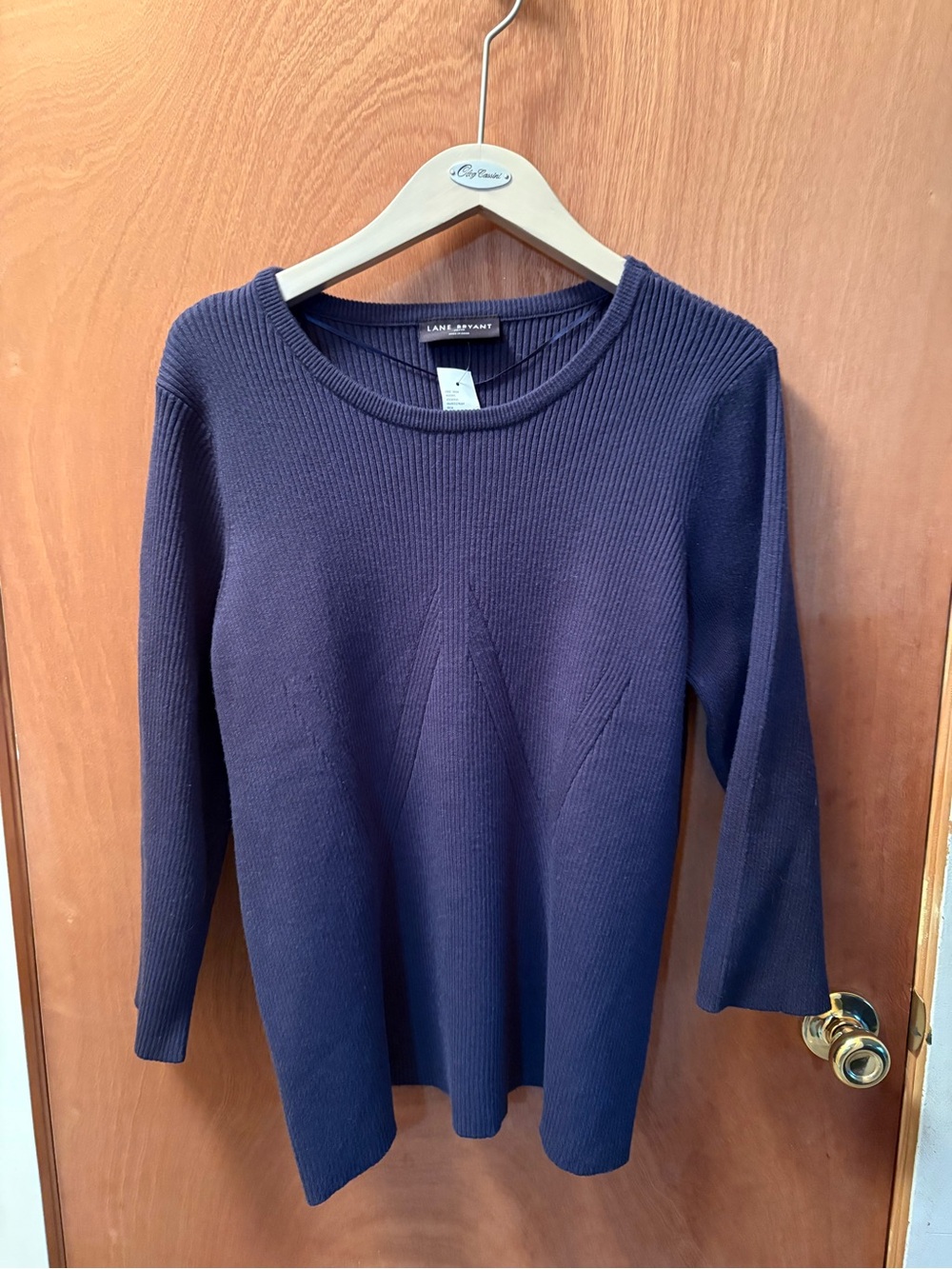 Lane Bryant Dark Navy Ribbed Crew Sweater